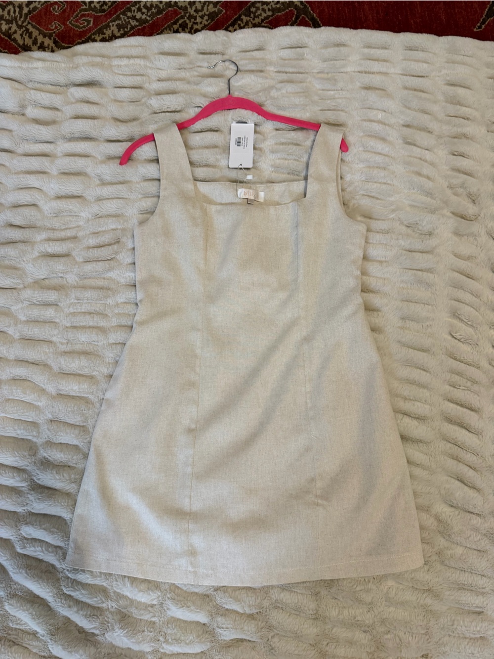 Sleeveless Cream Square-Neck Mini Dress